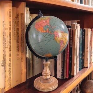 Decorative Rotating World
GLOBE Wood Base 15" H